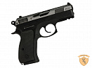 Пневматический пистолет ASG CZ-75 D Compact пластик, подвижный никелированный металлический затвор